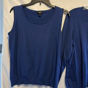 Blue Talbots cardigan sweater set